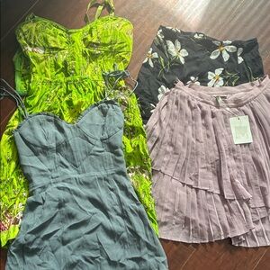 Aritzia Green, Gray, Black, and Pink Dresses